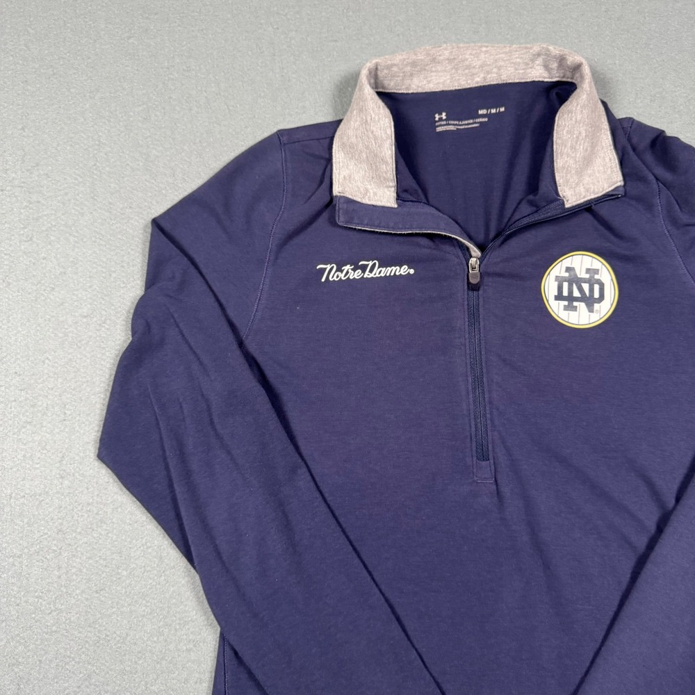 Under Armour Notre Dame Fighting Irish Navy Blue Quarter Zip Pullover Womens MD - Picture 8 of 11